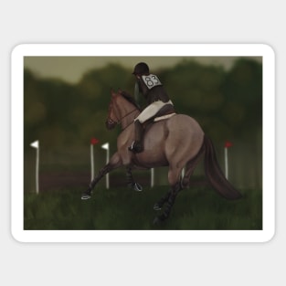 Bay Roan Eventing Cross Country Morning Art Sticker